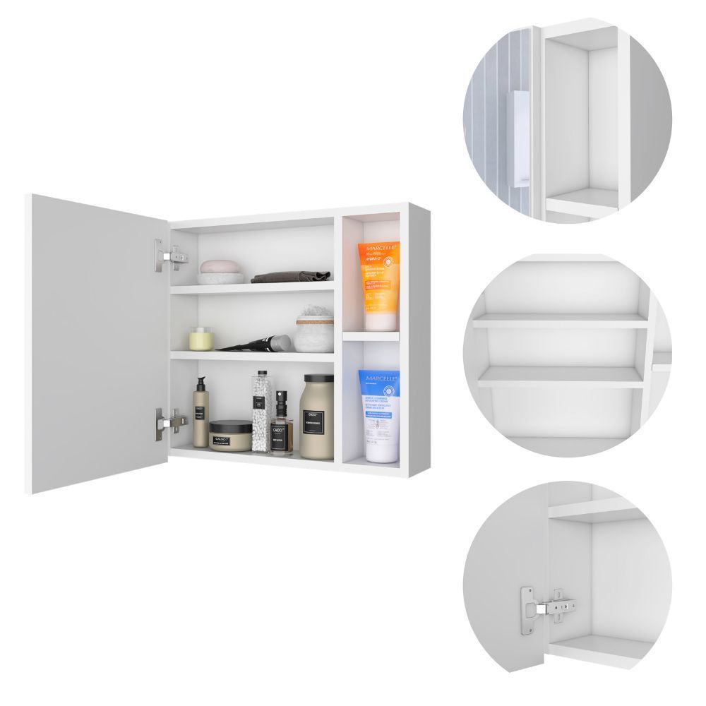 Oman Medicine Cabinet, Three Internal Shelves, Single Door, Two External Shelves -White - Tonkn