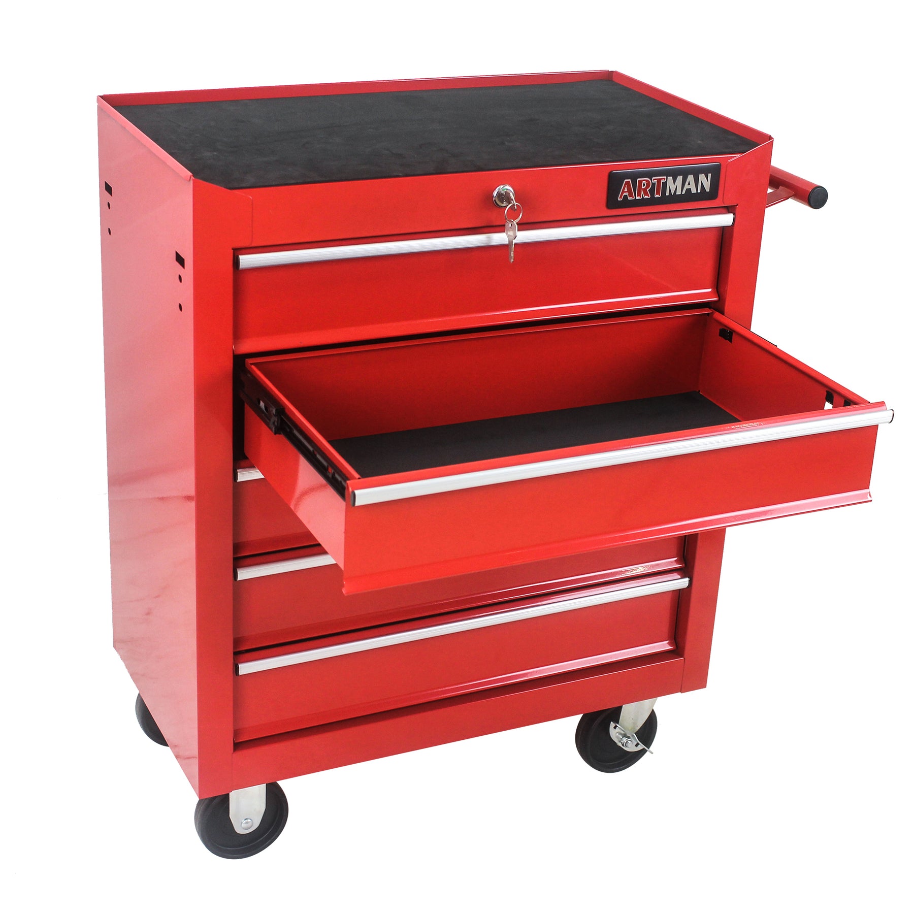 5 DRAWERS MULTIFUNCTIONAL TOOL CART WITH WHEELS-RED - Tonkn