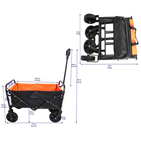 Folding Wagon Garden Shopping Beach Cart （black+yellow） - Tonkn
