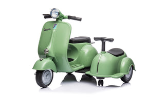 6V LICENSED Vespa Scooter Motorcycle with Side Car for kids, Green - Tonkn