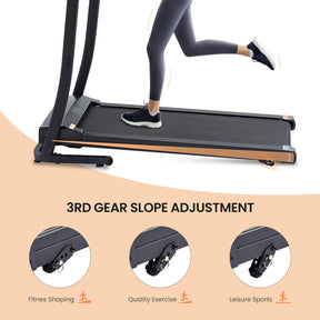 Treadmill - 2.5 HP folding treadmill, easy to move, with 3-speed incline adjustment and 12 preset programs, 3 countdown modes, heart rate, Bluetooth, etc., suitable for home and gym use - Tonkn