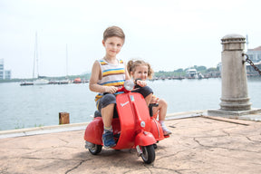 6V LICENSED Vespa Scooter Motorcycle with Side Car for kids, Red - Tonkn