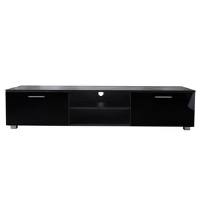 Black TV Stand for 70 Inch TV Stands, Media Console Entertainment Center Television Table, 2 Storage Cabinet with Open Shelves for Living Room Bedroom - Tonkn