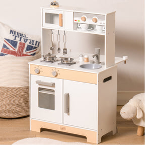 2-IN-1 DIY Wooden Kitchen Playset for Birthday Party and Christmas, Great Gift for Kids 3+ - Tonkn