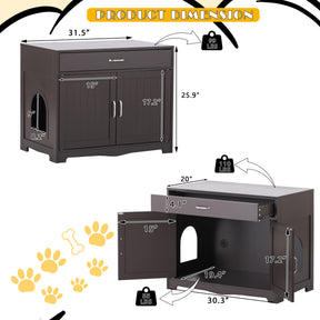 Litter Box Enclosure, Cat Litter Box Furniture with Hidden Plug, 2 Doors,Indoor Cat Washroom Storage Bench Side Table Cat House, Large Wooden Enclused Litter Box House, Essprosso - Tonkn