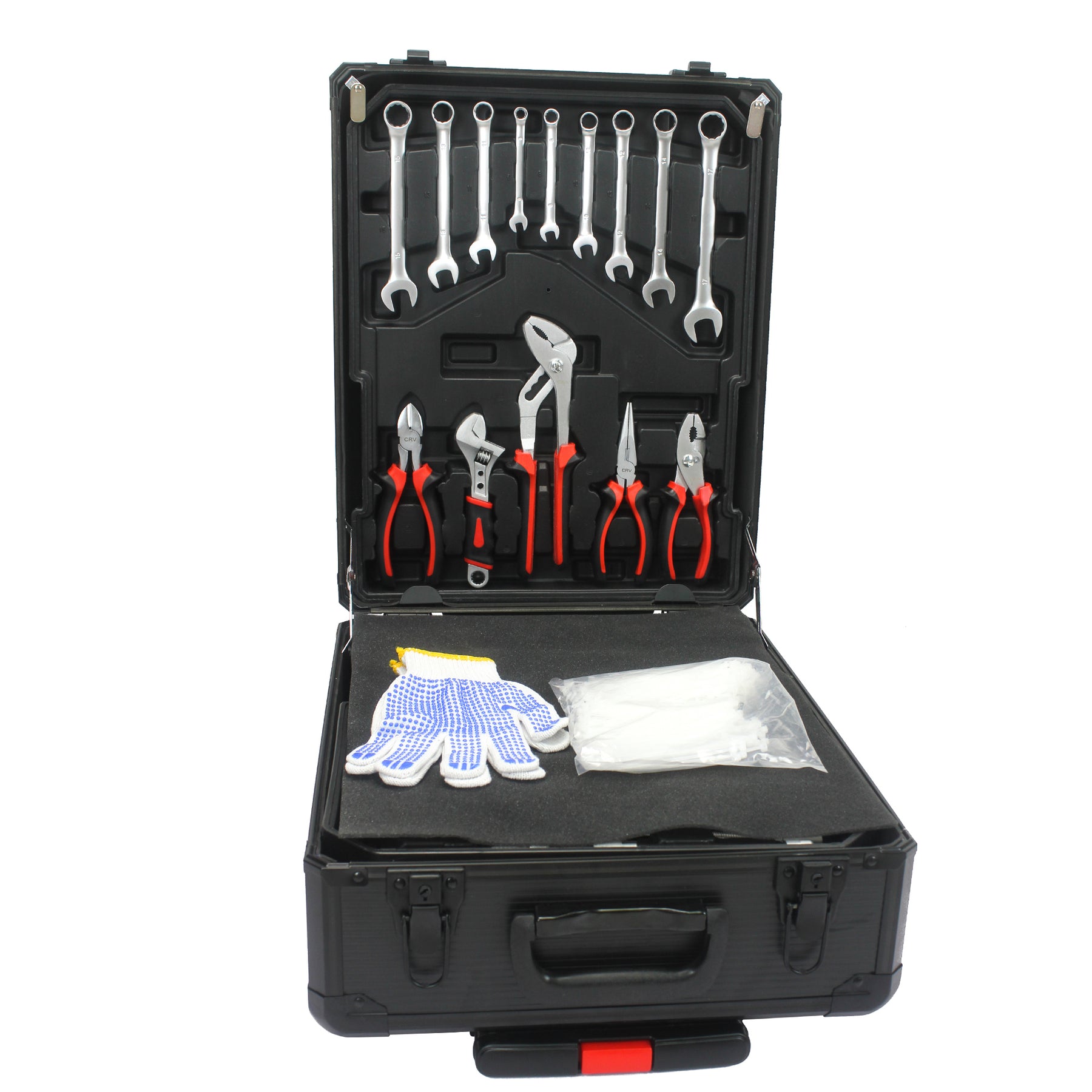 Black Hand Tool Box with 4 Layers of Toolset and Wheels - Tonkn
