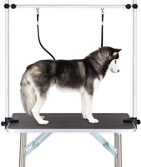 Professional Dog Pet Grooming Table Large Adjustable Heavy Duty Portable w/Arm & Noose & Mesh Tray - Tonkn