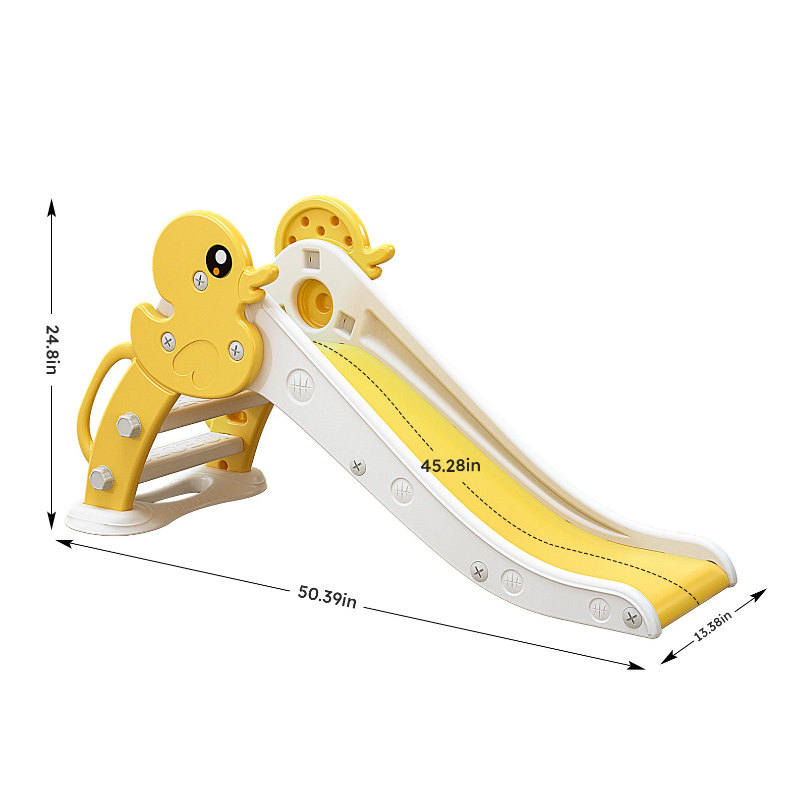 Kid Slide for Toddler Age 1-3 Indoor Pet duck yellow Plastic Slide Outdoor Playground Climber Slide - Tonkn