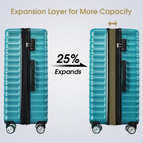 Luggage Expandable 3 Piece Sets ABS Spinner Suitcase Built-In TSA lock 20 inch 24 inch 28 inch - Tonkn