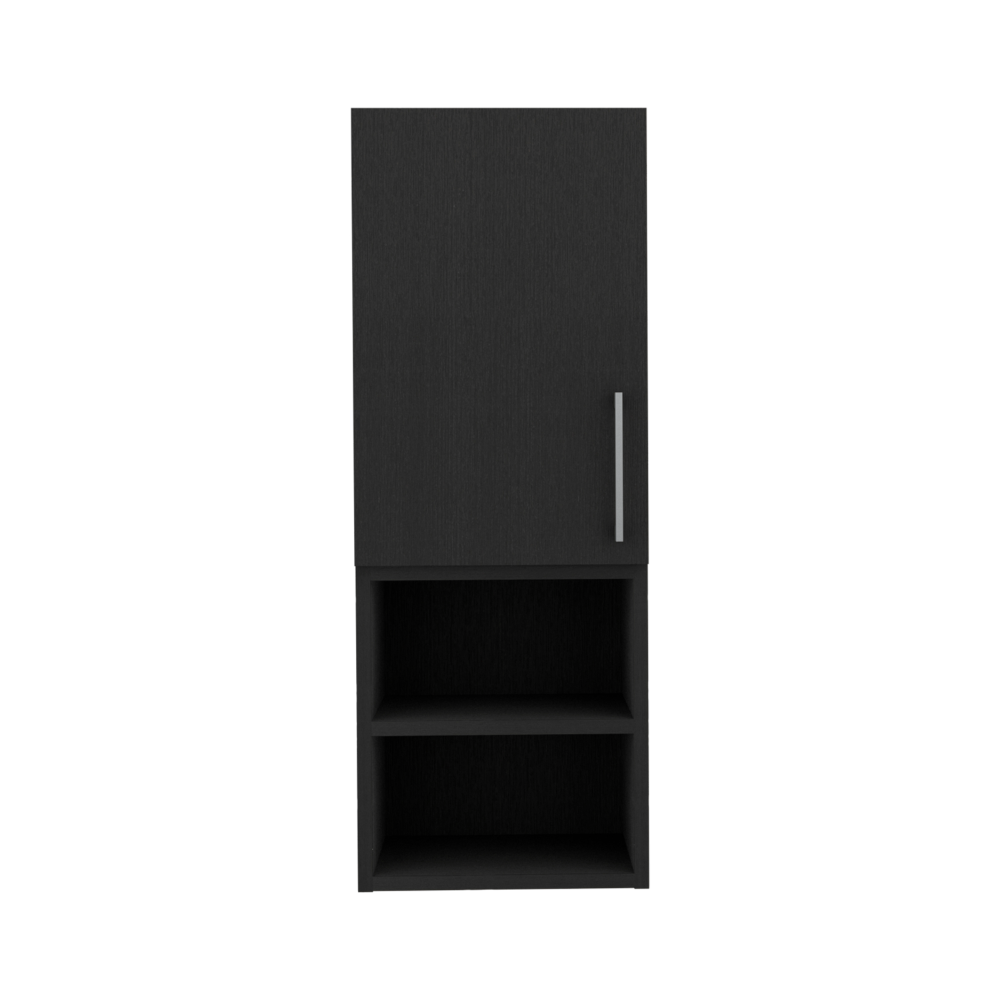 Madrid Medicine Cabinet, Two External Shelves, Metal Handle, Single Door, Two Interior Shelves -Black - Tonkn