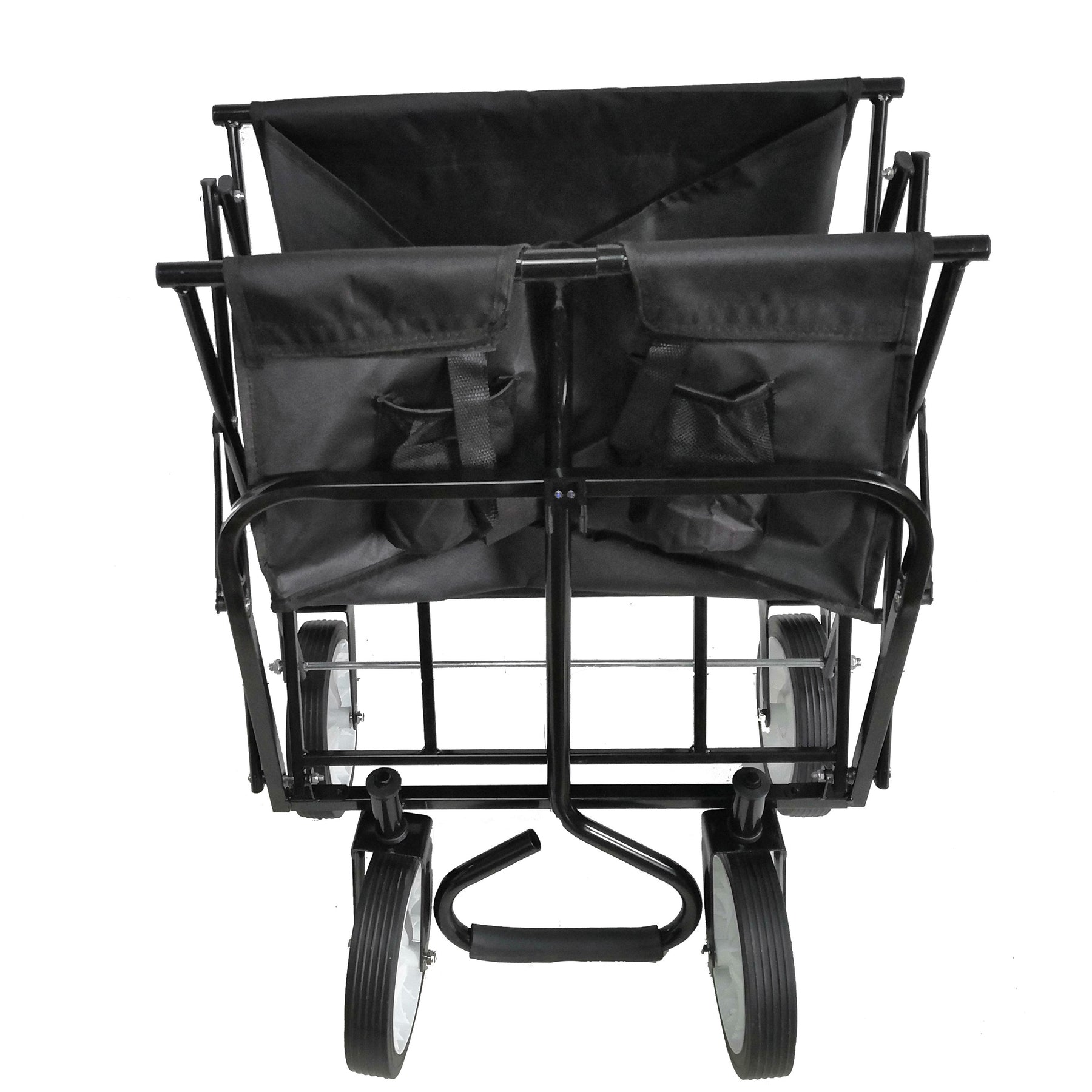 Folding Wagon Garden Shopping Beach Cart (Black) - Tonkn