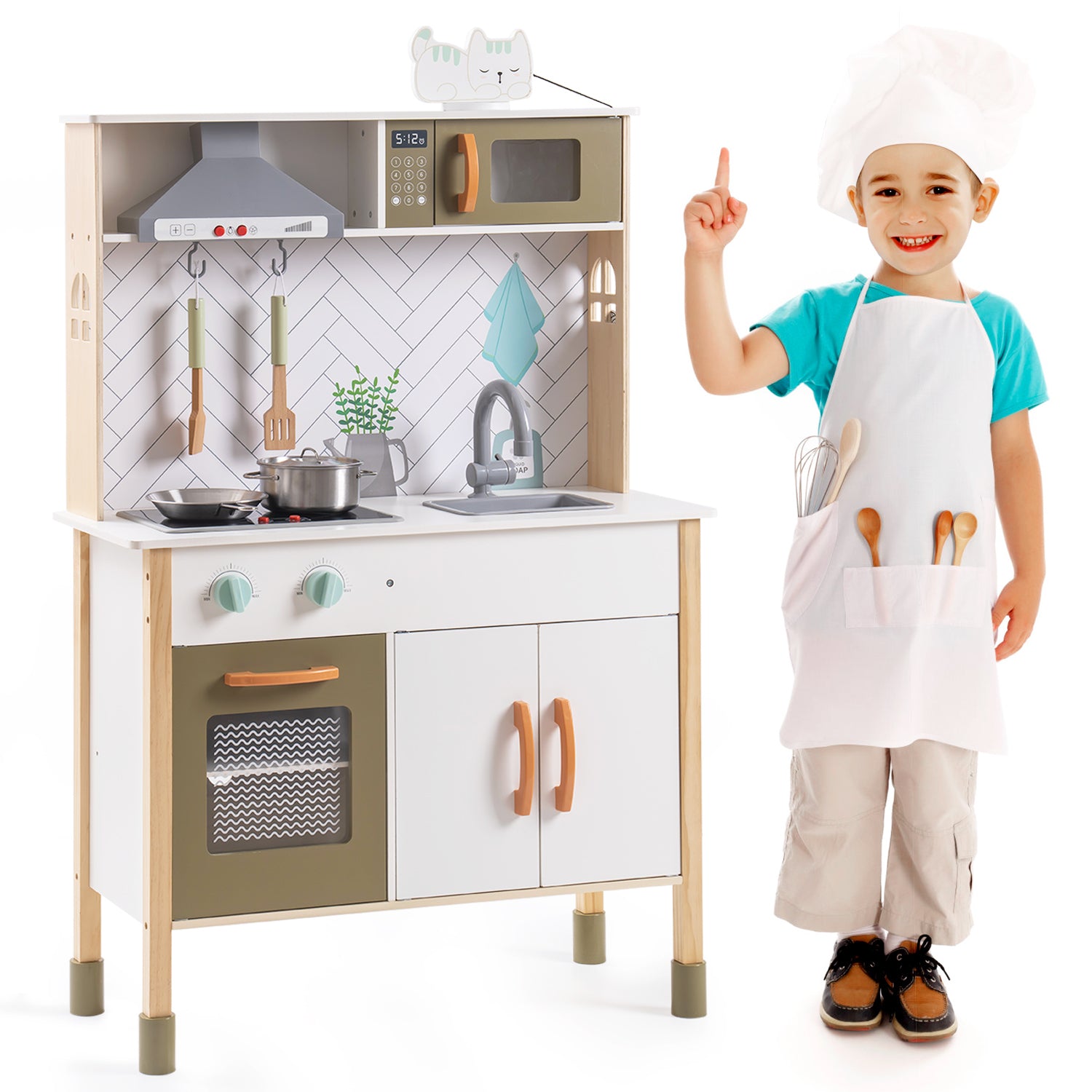 Classic Wooden Kitchen playset, Great Gift for Kids,Suitable for Christmas,Birthday and Party - Tonkn