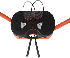 Portable Badminton Net Set Storage Box Base with 2 Battledores 2 Shuttlecocks Large, Orange - Tonkn