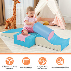 Colorful Soft Climb and Crawl Foam Playset 6 in 1, Soft Play Equipment Climb and Crawl Playground for Kids,Kids Crawling and Climbing Indoor Active Play Structure - Tonkn