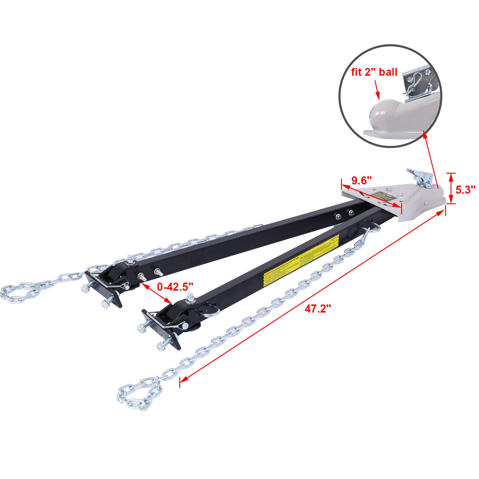 Universal Car RV Tow Bars for Flat or Dinghy Towing, 5,000 lbs, 2-Inch Coupler - Tonkn