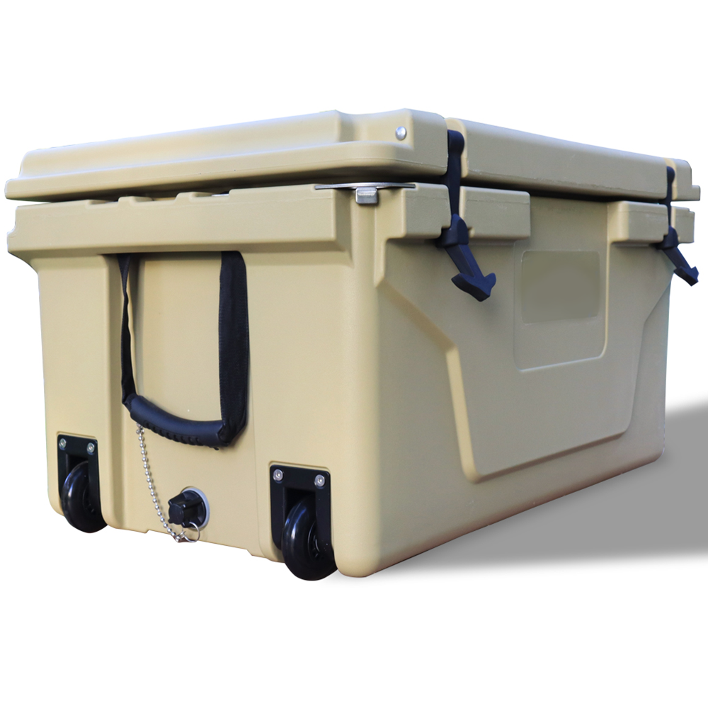 Khaki color ice cooler box 65QT camping ice chest beer box outdoor fishing cooler - Tonkn