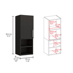 Madrid Medicine Cabinet, Two External Shelves, Metal Handle, Single Door, Two Interior Shelves -Black - Tonkn