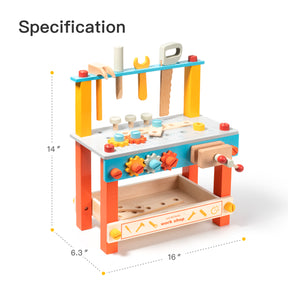 Wooden Play Tool Workbench Set for Kids Toddlers - Tonkn