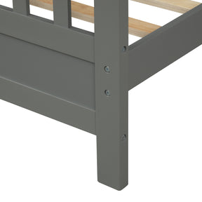 Wood Platform Bed with Headboard and Footboard, Full (Gray) - Tonkn