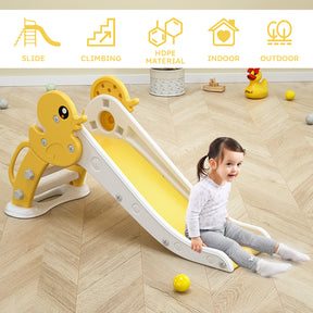 Kid Slide for Toddler Age 1-3 Indoor Pet duck yellow Plastic Slide Outdoor Playground Climber Slide - Tonkn