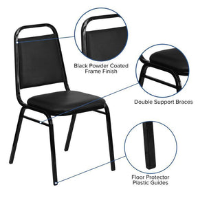 HERCULES Series Trapezoidal Back Stacking Banquet Chair in Black Vinyl - Black Frame - Tonkn