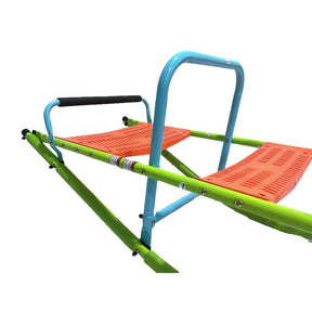 XSS008 high quality kids seesaw plastic seat playground equipment cute baby plastic rocker outdoor children blue and green  steel tube for kids age 3+ - Tonkn