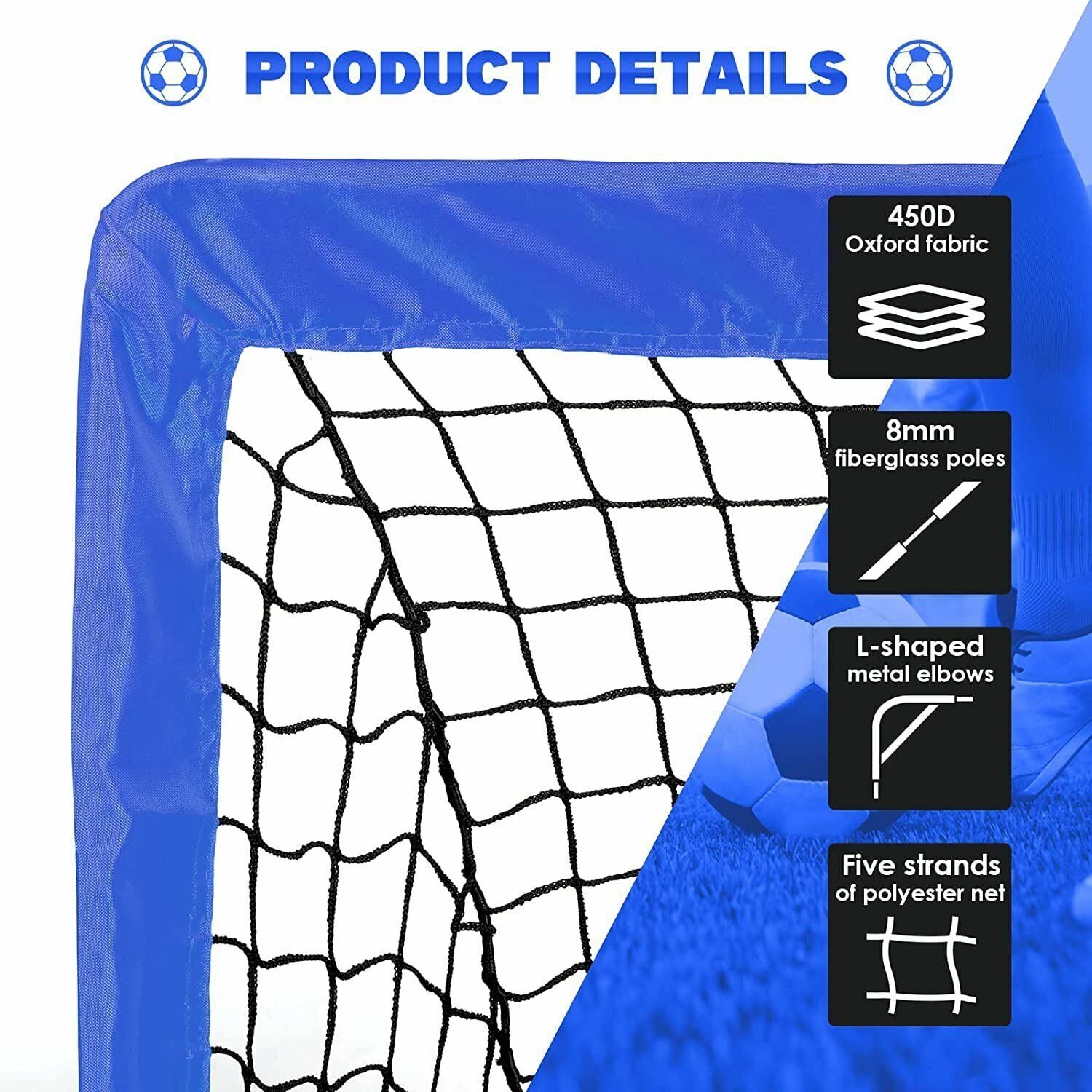 Simple Deluxe 4‘x3’ Portable Soccer Goal, Pop Up Folding Soccer Net Comes with 2 Oxford Cloth Bags and 8 Stakes, Great for Training for Backyard - Tonkn