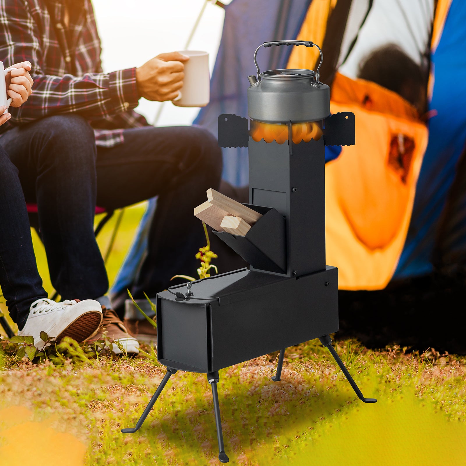 ROCKET STOVE Is The Perfect Wood Stove Portable Wood-burning Camping Stove with A Fire Poker for Camping Gear & Survival Gear, Backyard Cooking. Camping Grill, Outdoor Events - Tonkn