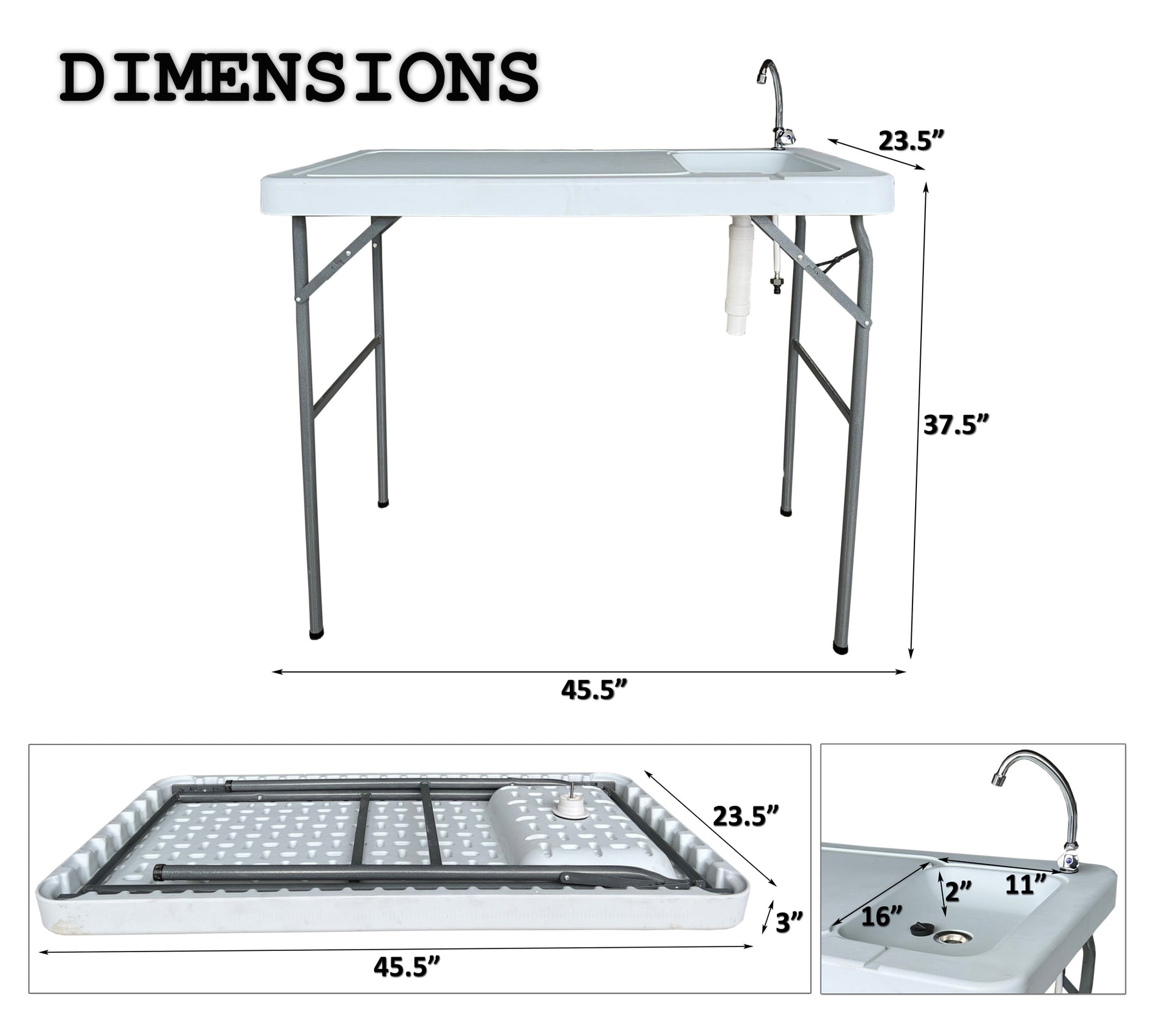 Outdoor Fish and Game Cutting Cleaning Table w/Sink and Faucet - Tonkn