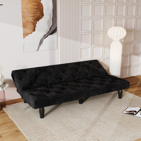 2534B Sofa converts into sofa bed 66" black velvet sofa bed suitable for family living room, apartment, bedroom - Tonkn