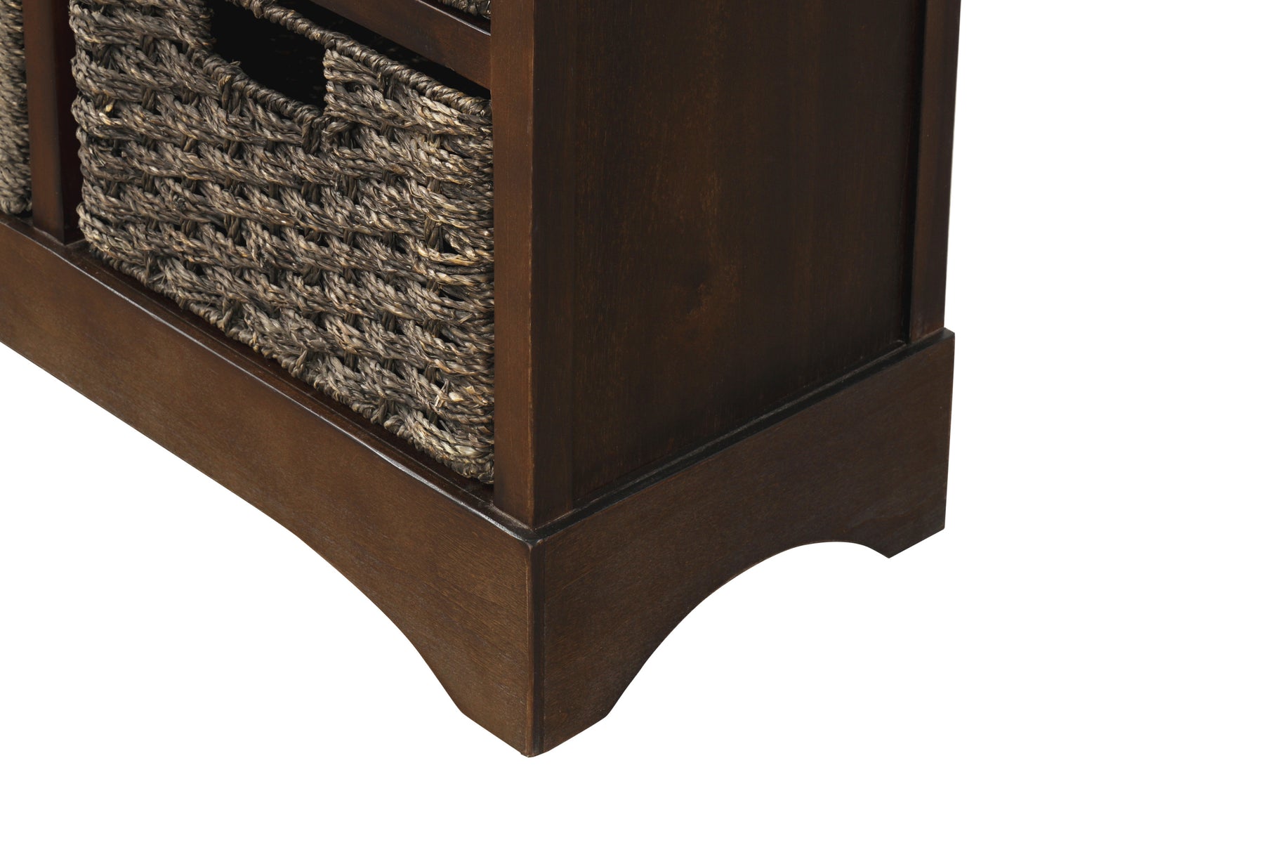 TREXM Rustic Storage Cabinet with Two Drawers and Four Classic Rattan Basket for Dining Room/Living Room (Espresso) - Tonkn