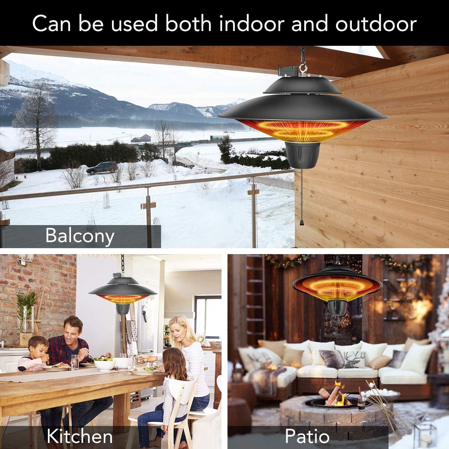 Simple Deluxe Patio Portable Outdoor Heating for Balcony, Courtyard, With Overheat Protection, Ceiling-Mounted Heater - Tonkn