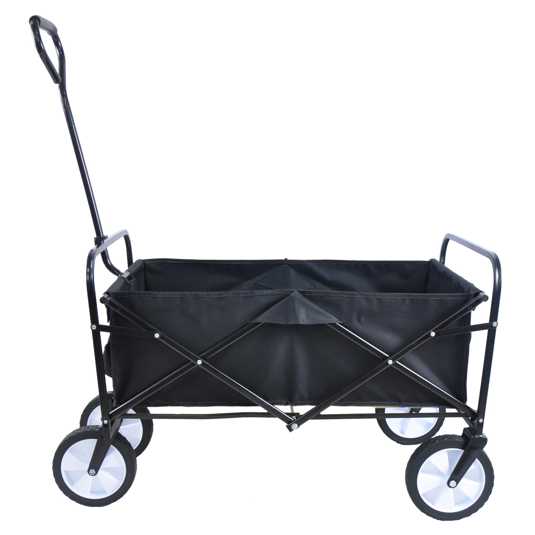 Folding Wagon Garden Shopping Beach Cart (Black) - Tonkn
