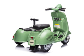 6V LICENSED Vespa Scooter Motorcycle with Side Car for kids, Green - Tonkn
