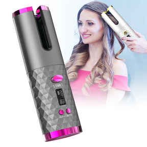 USB Rechargeable Cordless Auto-Rotating Ceramic Portable Hair Curler_0