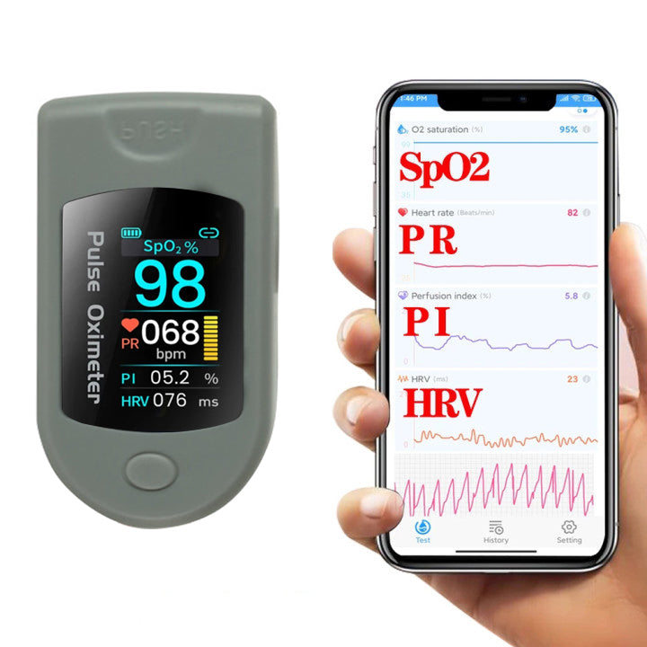Battery Operated Bluetooth Enabled Blood Oximeter Finger Tip Pulse Tester with APP_8