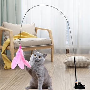 Fluffy Feather Interactive Pet Cat Teaser Cat Feather Wand_5