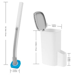 Wall-Mounted Toilet Brush Set with Storage Caddy and 8 Refill Heads_5
