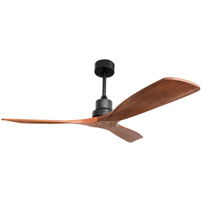 52inch Outdoor Farmhouse Ceiling Fan with Remote Carved Wood Fan Blade Reversible Motor - Tonkn