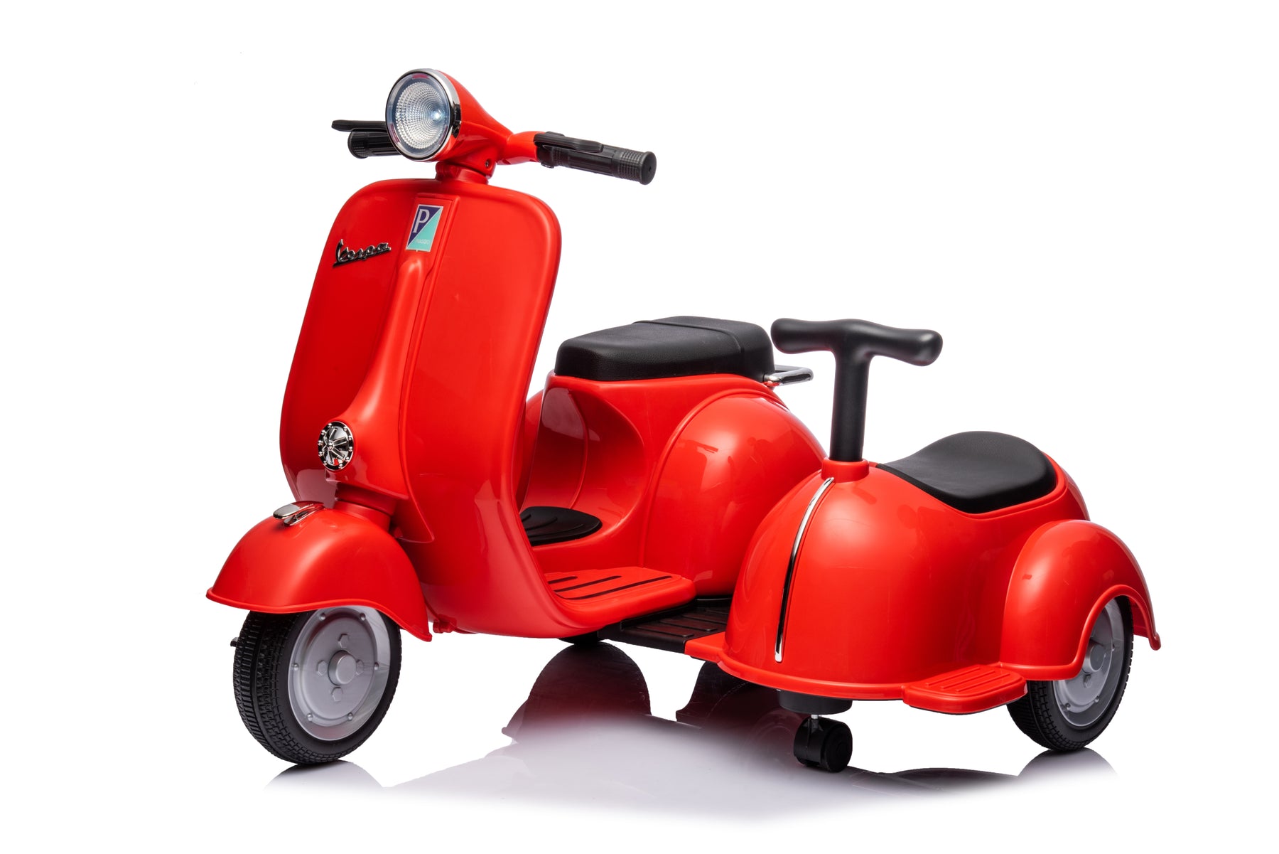 6V LICENSED Vespa Scooter Motorcycle with Side Car for kids, Red - Tonkn