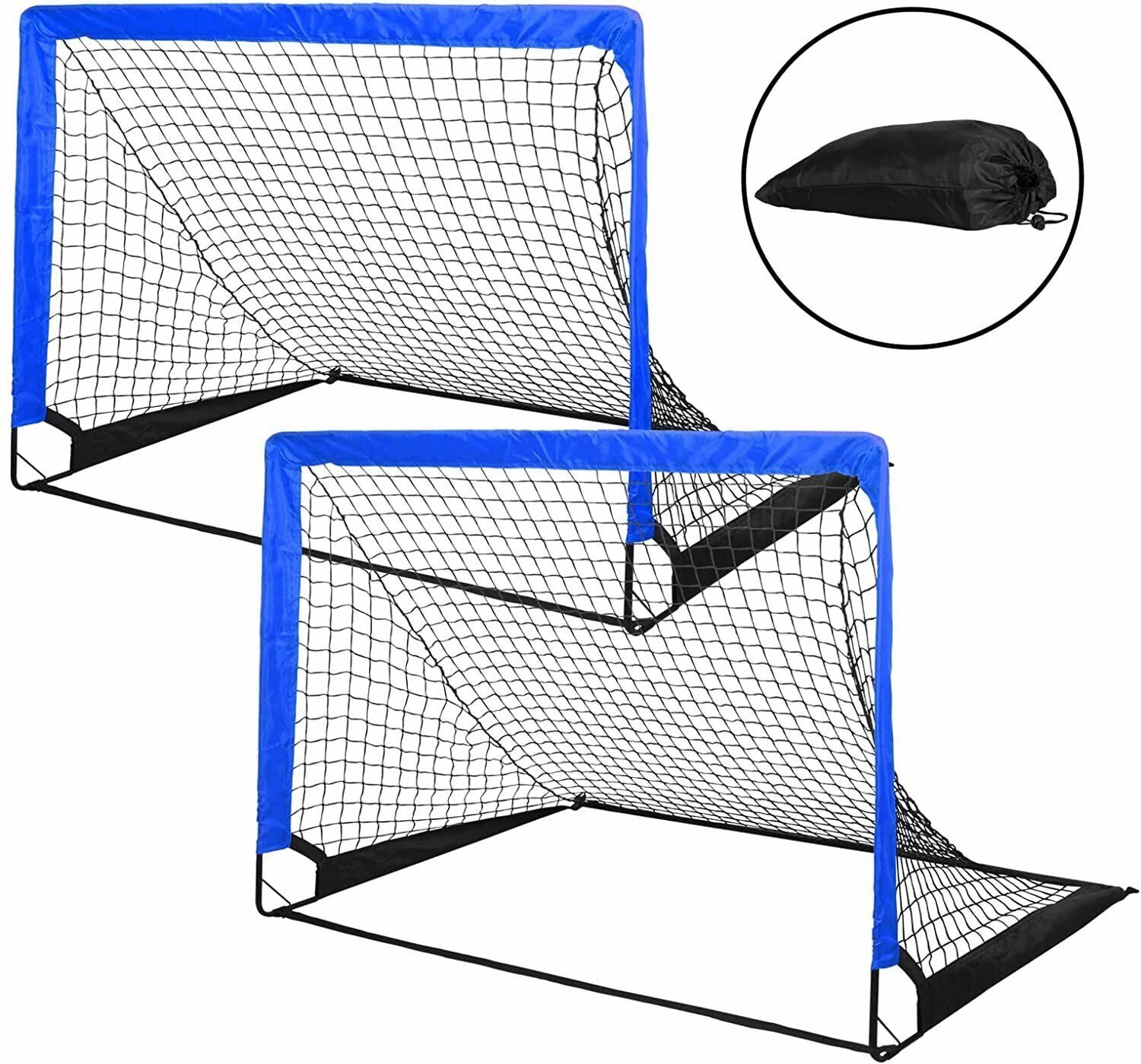 Simple Deluxe 4‘x3’ Portable Soccer Goal, Pop Up Folding Soccer Net Comes with 2 Oxford Cloth Bags and 8 Stakes, Great for Training for Backyard - Tonkn