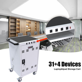 Mobile Charging Cart and Cabinet for Tablets Laptops 31+4-Device - Tonkn