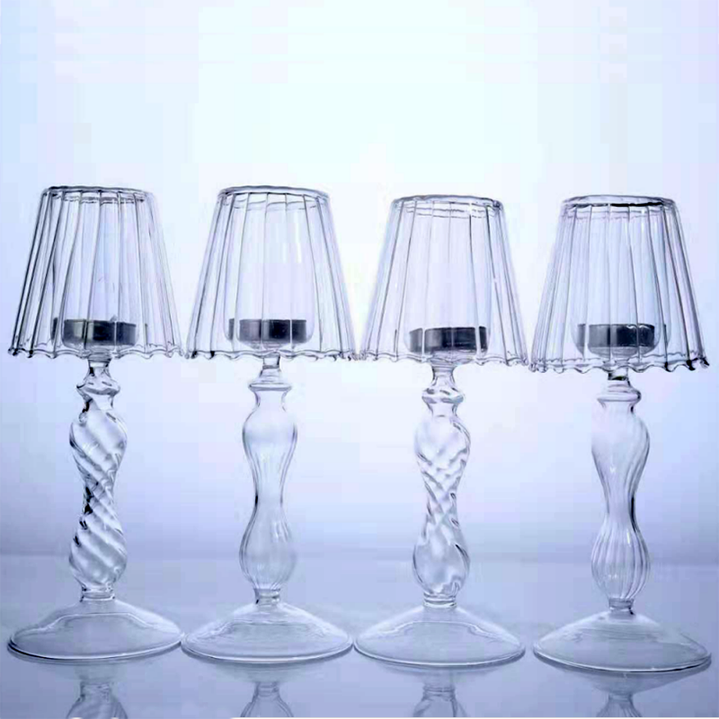 Clear Glass Table Lamp Candle Holder - Champagne - Tonkn