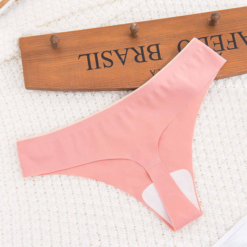 Bella Cotton Seamless Thong Underwear - Pink - Tonkn
