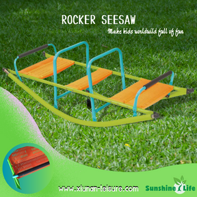 XSS008 high quality kids seesaw plastic seat playground equipment cute baby plastic rocker outdoor children blue and green  steel tube for kids age 3+ - Tonkn