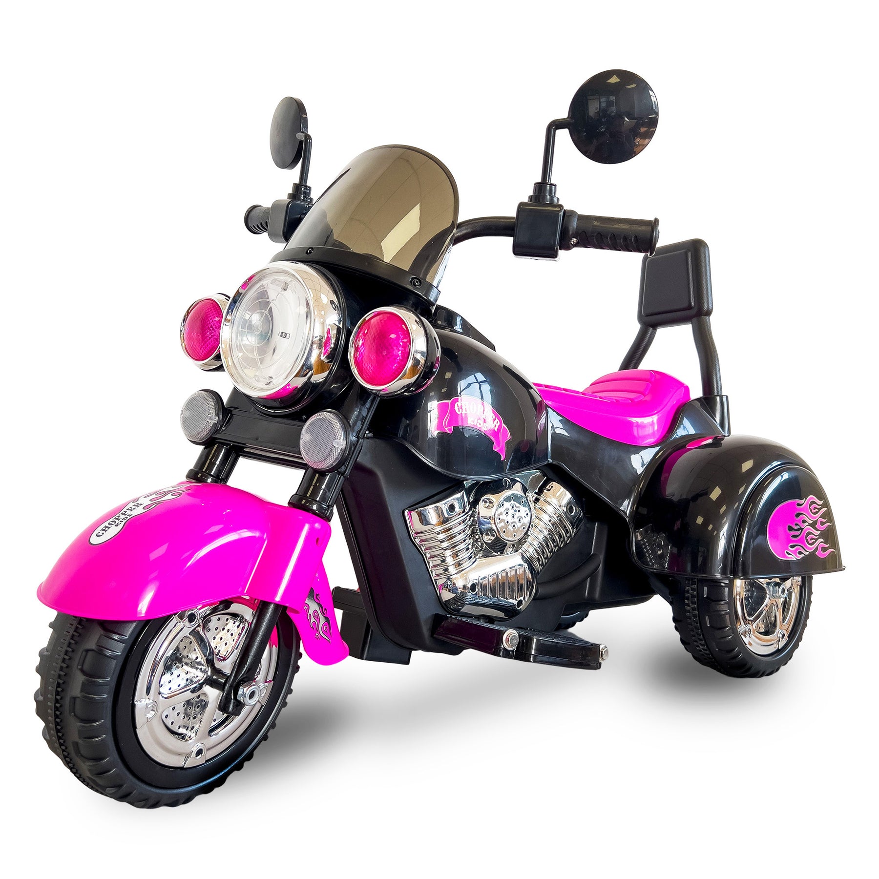 Kids Ride On Motorcycle Toy, 3-Wheel Chopper Motorbike with LED Colorful Headlights Horn, Pink 6V Battery Powered Riding on Electric Harley Motorcycle for Boys Girls - Tonkn