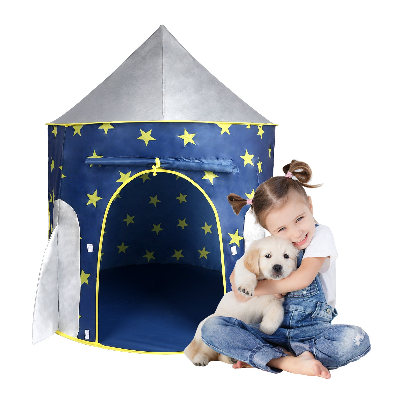 Kids Tent Rocket Spaceship, Kids Play Tent, Unicorn Tent for Boys & Girls, Kids Playhouse, Pop up Tents Foldable, Toddler Tent, Gift for Kids, Indoor & Outdoor, Blue, Space Theme - Tonkn